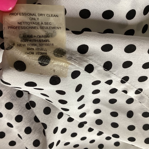 Alice + Olivia Polka Dot Elastic Waist Tab Sleeve Button Shirtdress Mod Retro M - Picture 12 of 13